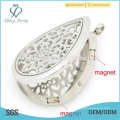 Magnetic stainless steel Water Drop pendant locket, solid perfume filigree cage locket pendants